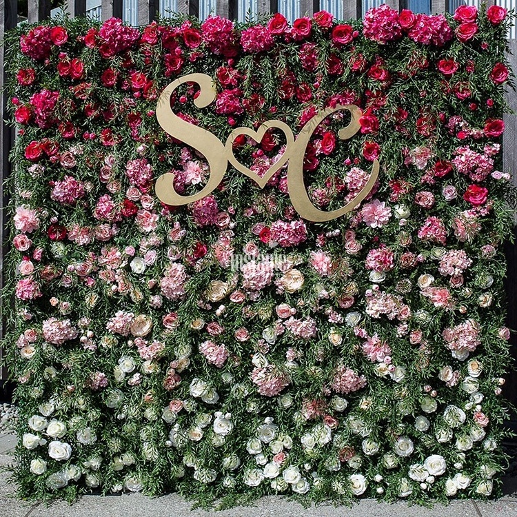 High quality handmade silk material flowers panels roll up 5D artificial wedding flower wall backdrop