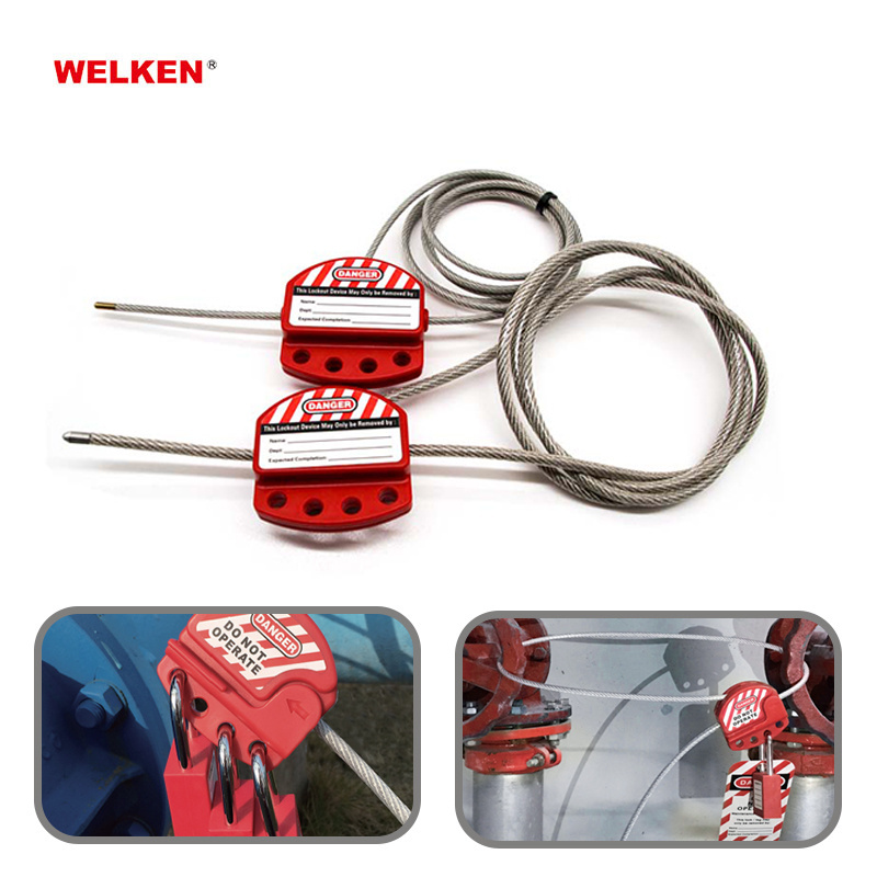 High quality OEM 3mm 1.8m steel cable lockout safety cable locking device for 4 padlocks