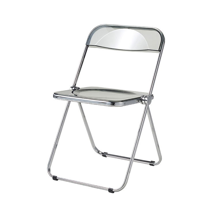 High quality restaurant cafe foldable metal frame clear plastic board folding chair modern dining chair