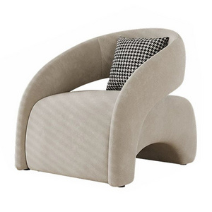 Luxury modern living room furniture armchair wooden frame fabric accent chair with cushion