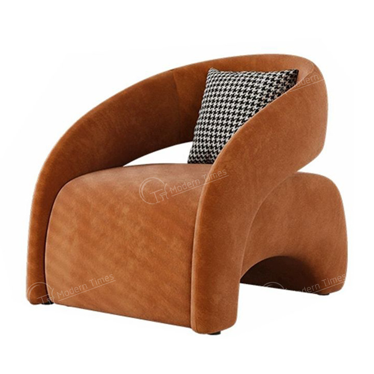 Luxury modern living room furniture armchair wooden frame fabric accent chair with cushion