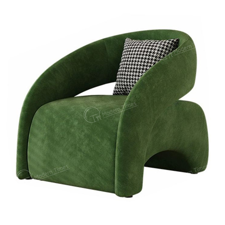 Luxury modern living room furniture armchair wooden frame fabric accent chair with cushion