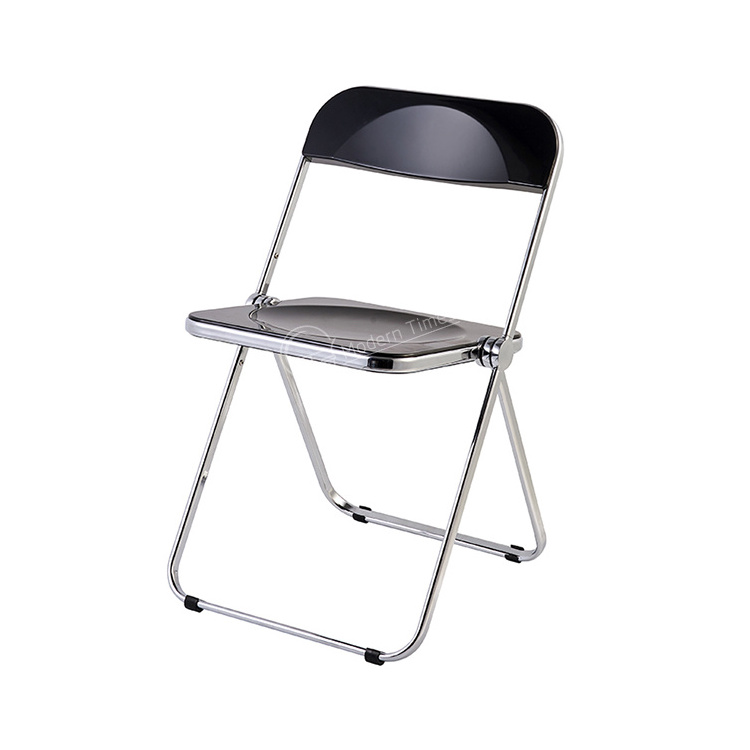 High quality restaurant cafe foldable metal frame clear plastic board folding chair modern dining chair