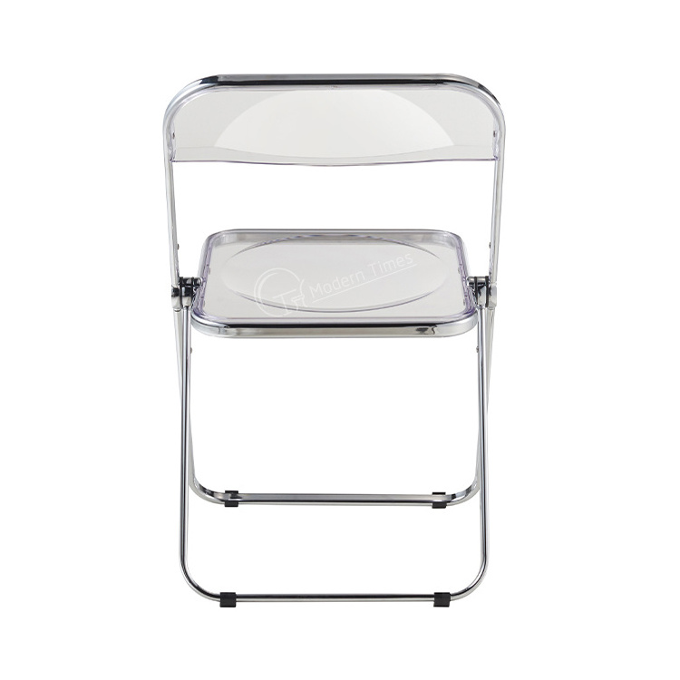 High quality restaurant cafe foldable metal frame clear plastic board folding chair modern dining chair