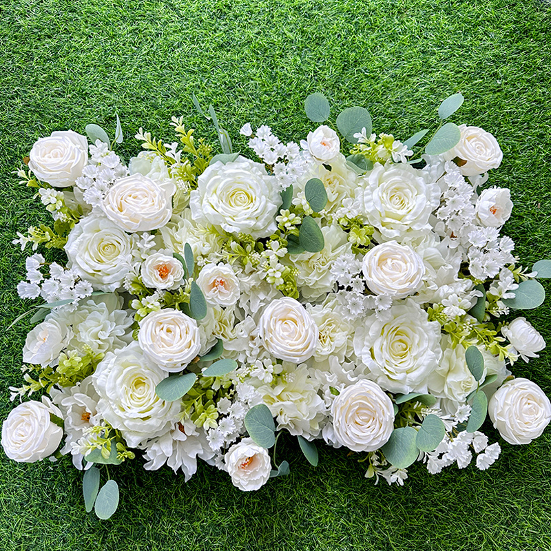 MYQ40 2023 Hot Selling Artificial Flower Backdrop Peony Floral Wall Wedding White Rose Silk Flowers Panel Decorative