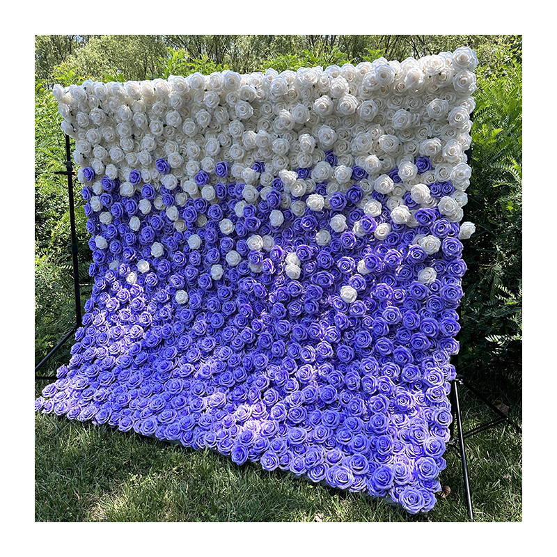 MYQ05 Wholesale Discount Wedding Decoration 40*60 Cm Floral Backdrop Purple Flowers Wall Artificial Rose Flower Wall