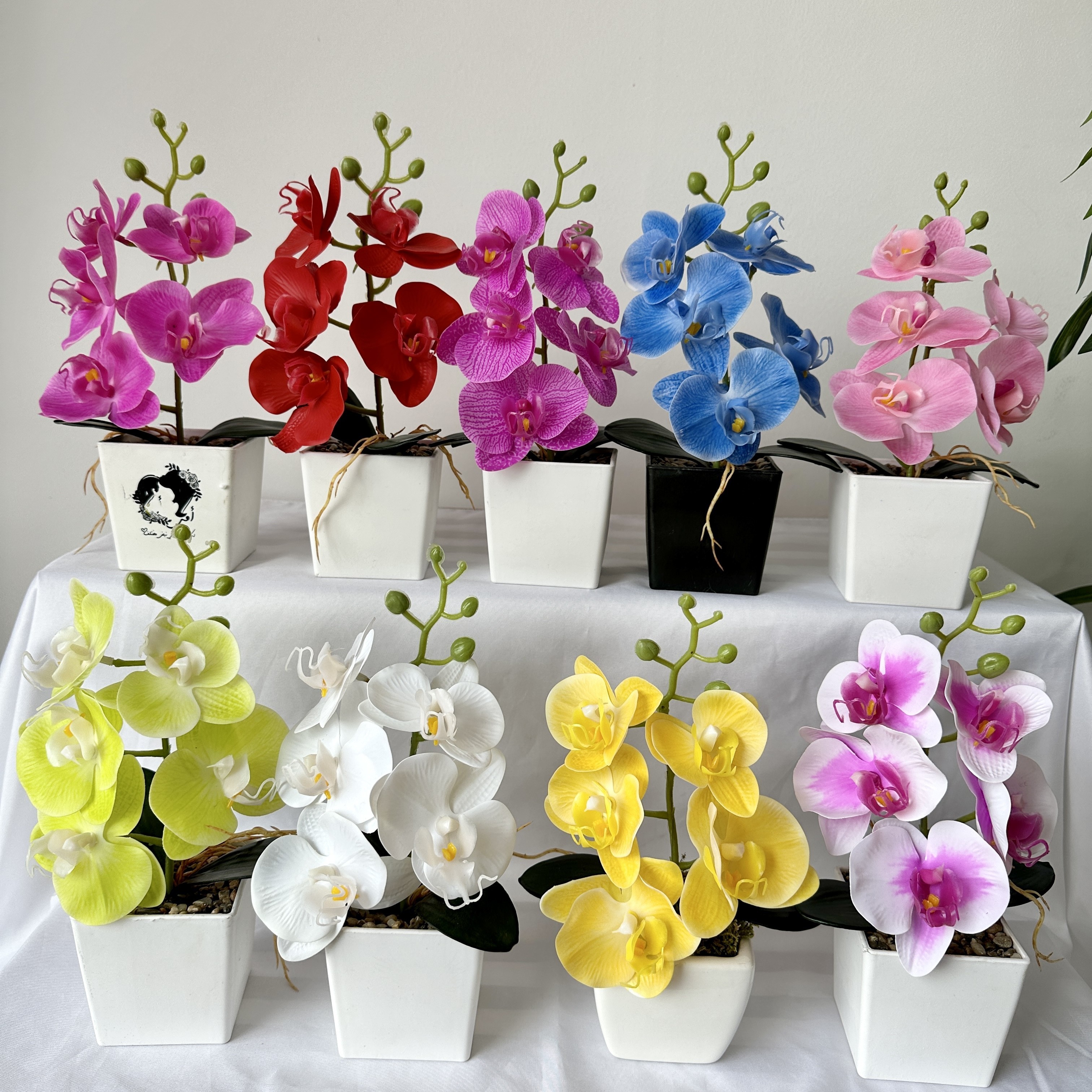 Factory Supply Artificial Phalaenopsis Flowers Potted Plants Butterfly Orchid Flower Home Decoration