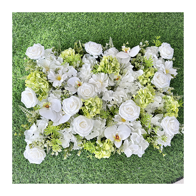 MYQ30 Factory Roses Head Backdrop Artificial Hydrangea Flower Wall With Green Leaves Wedding Decoration