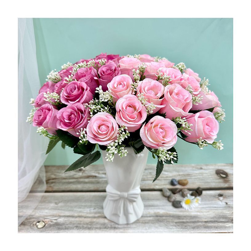 New Product 18 Heads Artificial Rose Flower Bouquet Roses Flowers Floral Rose Wedding Decoration