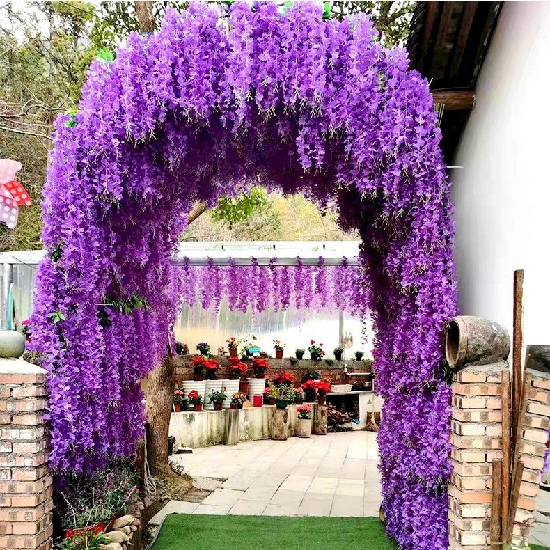 High quality wedding decoration artificial wisteria flowers hanging for store or home decoration silk wisteria vine Wholesale