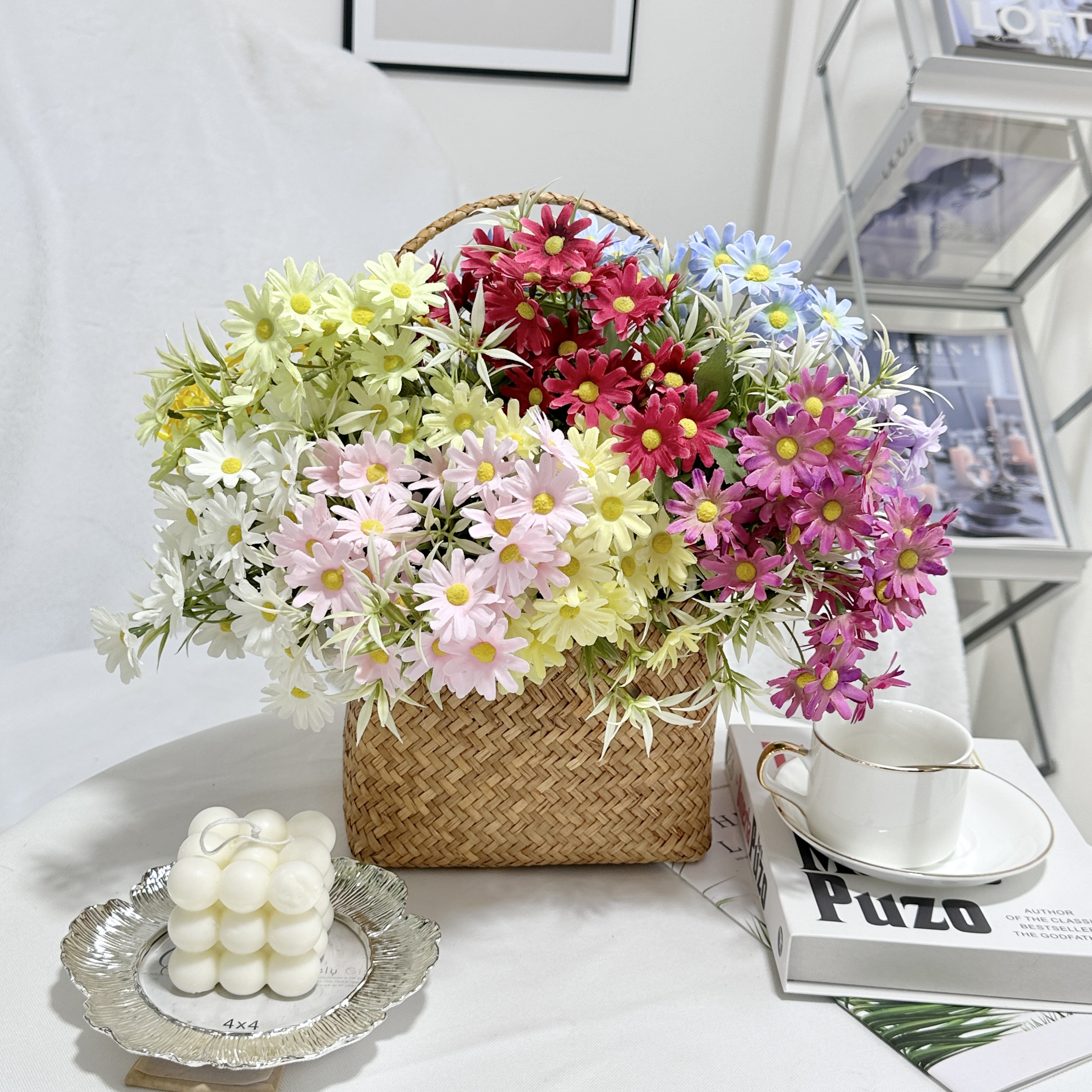 Cheap Wholesale 30 Heads White Yellow Little Artificial Daisy Flower Daisies Bouquets Flowers Home Decoration