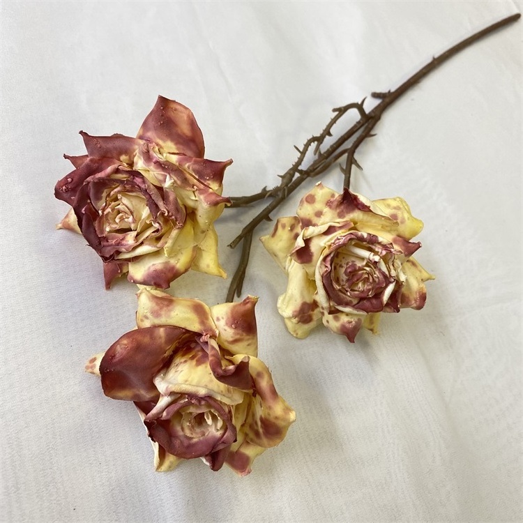 Artificial Flowers Decorative Dried Flowers 3-Head Forever Rose Flower For Home Wedding