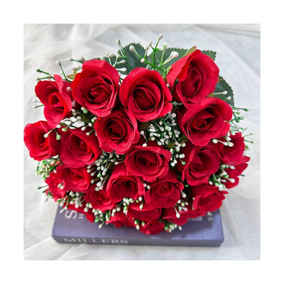 Hot Sell Flower Bouquet Centerpiece Rose Wedding Decoration Artificial Flowers Red Roses