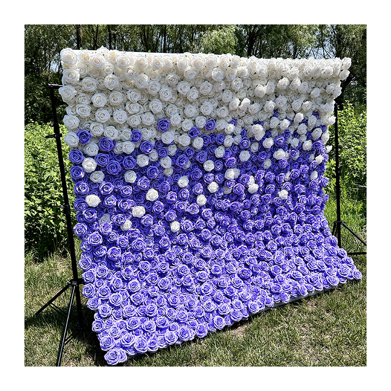 MYQ05 Wholesale Discount Wedding Decoration 40*60 Cm Floral Backdrop Purple Flowers Wall Artificial Rose Flower Wall