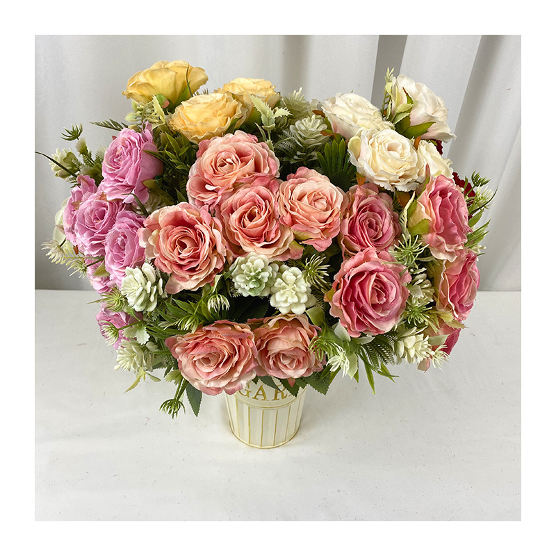 Meijiang Cheap Price Custom High Quality Modern Style Wedding Artificial Flower 9 Polish Roses Bouquets