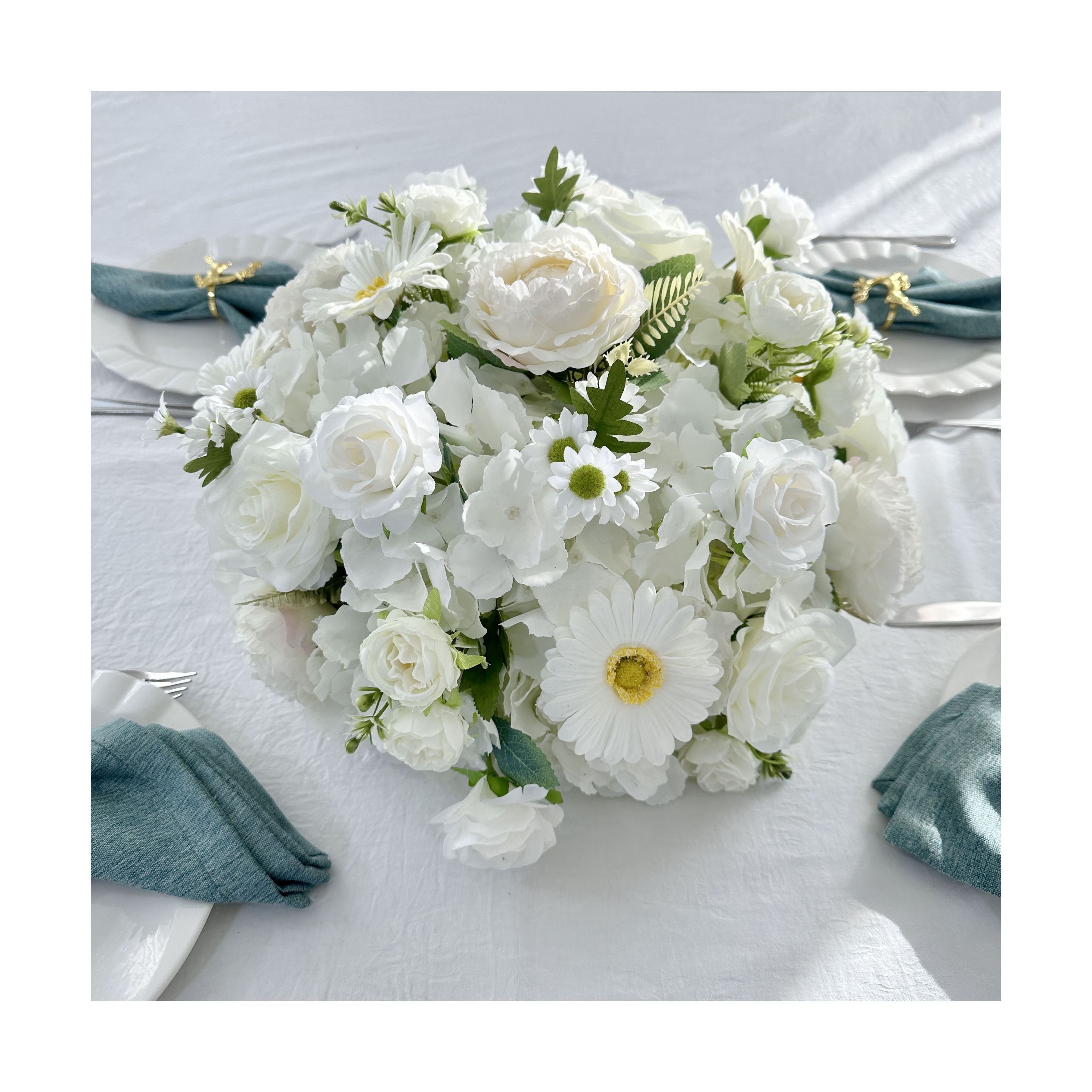 MYHQ56 Wholesale Floral Rose Wedding Silk Daisy Flowers Peony White Green Decoration Artificial Flower Ball