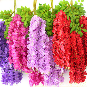 High quality wedding decoration artificial wisteria flowers hanging for store or home decoration silk wisteria vine Wholesale