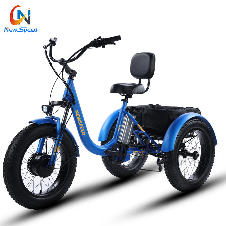 48v 500w 750w front drive motor three 3 wheel fat tire tyre cargo trike electric tricycle electric bike for man