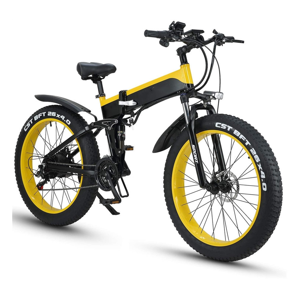 2021 New model fold snow ebike fat 4.0 tire electric hybrid bike 21speed 500W fold bicycle for adult electric mountain bicycle