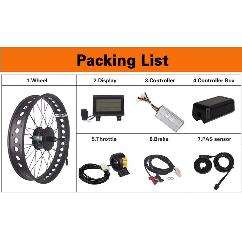 Wholesale 20 26 inch 20x4 24x4 fat tire ebike 500w hub motor electric bike conversion kit