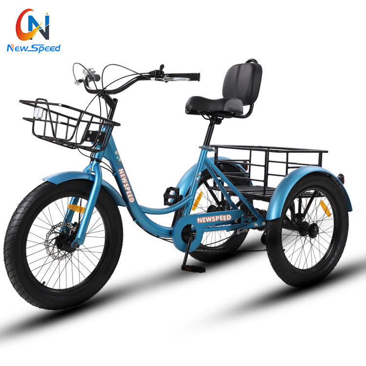 china 24 Inch Adult Steel Frame triciclo fat 3 Wheel Trike Cargo Rickshaw Pedal snow Tricycle