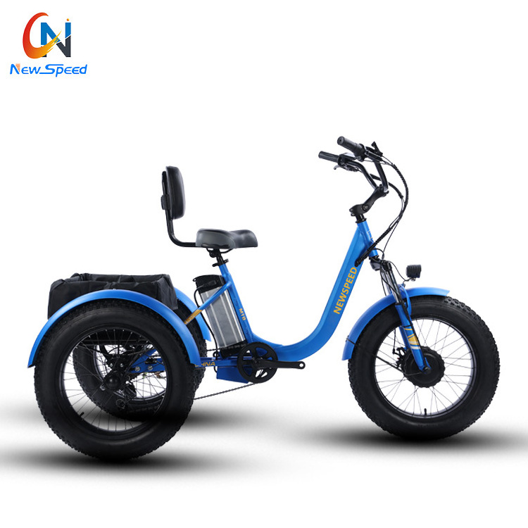 48v 500w 750w front drive motor three 3 wheel fat tire tyre cargo trike electric tricycle electric bike for man