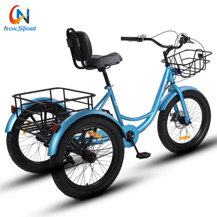 china 24 Inch Adult Steel Frame triciclo fat 3 Wheel Trike Cargo Rickshaw Pedal snow Tricycle