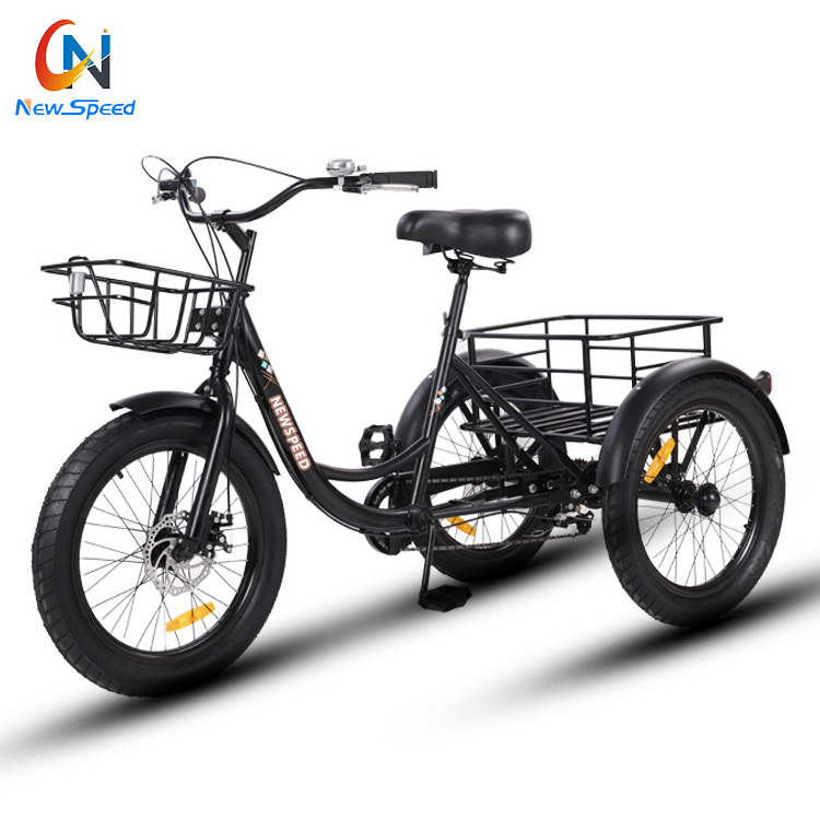 china 24 Inch Adult Steel Frame triciclo fat 3 Wheel Trike Cargo Rickshaw Pedal snow Tricycle