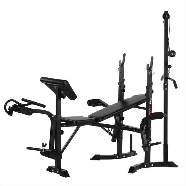 Multifunctional weightlifting barbell bed home fitness equipment squat rack bench press dumbbell bench set