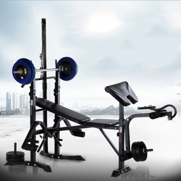 Multifunctional weightlifting barbell bed home fitness equipment squat rack bench press dumbbell bench set