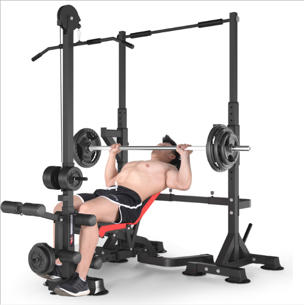 Multifunctional weightlifting barbell bed home fitness equipment squat rack bench press dumbbell bench set