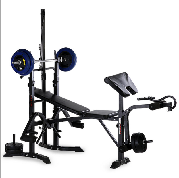 Multifunctional weightlifting barbell bed home fitness equipment squat rack bench press dumbbell bench set