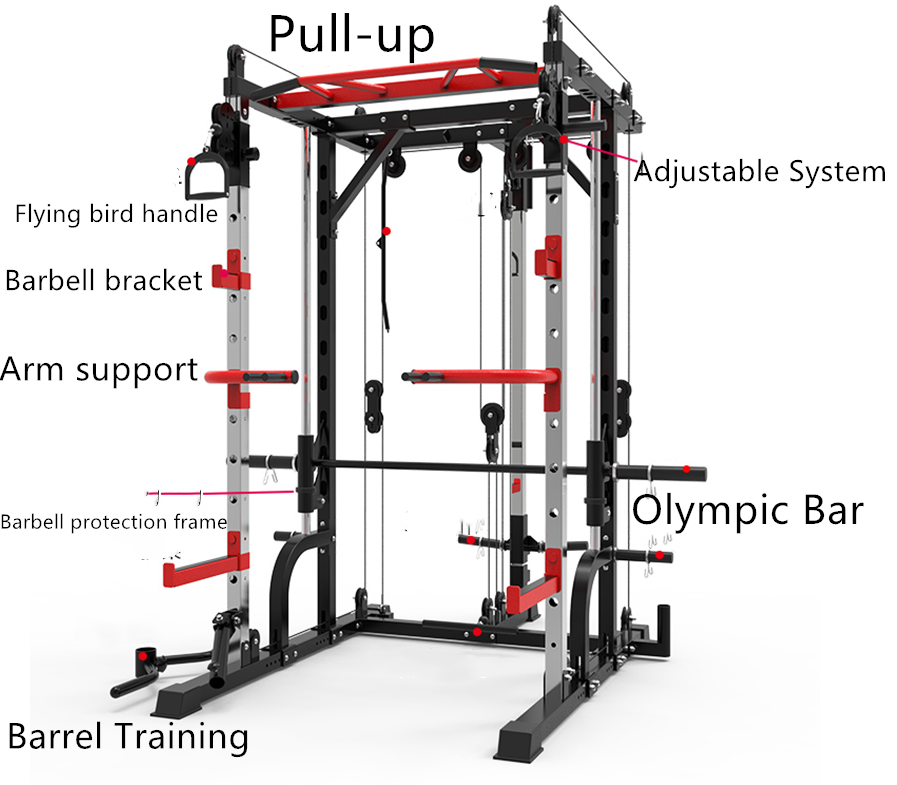 Multi-Functional Trainer Home Use Smith Machine Gym Fitness Equipment Squat Rack 3D Smith Machine