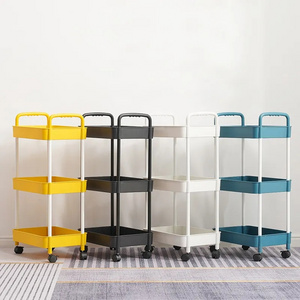 High Quality Rolling Utility Cart Kitchen Bathroom Storage Organizer 3 Tier Plastic Trolley Cart with Wheels