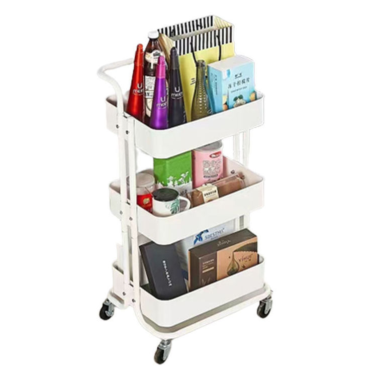 Three-Tiers Customized Kitchen Storage Cart Trolley Universal Design Slim Rolling Storage Cart with Wheels