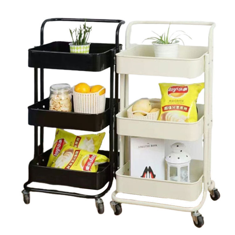 Three-Tiers Customized Kitchen Storage Cart Trolley Universal Design Slim Rolling Storage Cart with Wheels