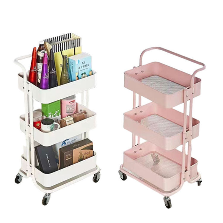 Three-Tiers Customized Kitchen Storage Cart Trolley Universal Design Slim Rolling Storage Cart with Wheels