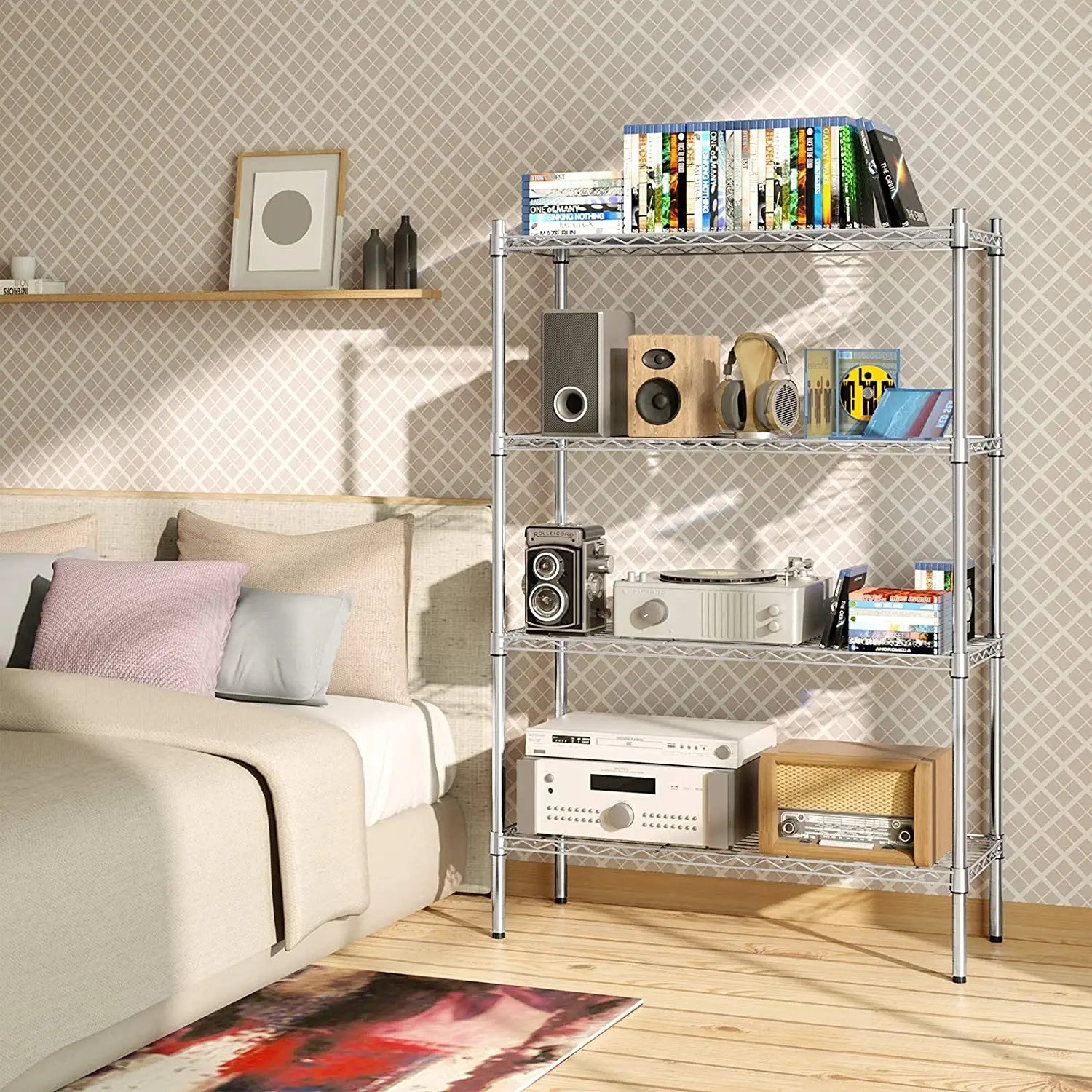 Kitchen Pantry Utility Shelf Display Adjustable Wire 5 Tier Metal Chrome Rack Storage Shelf