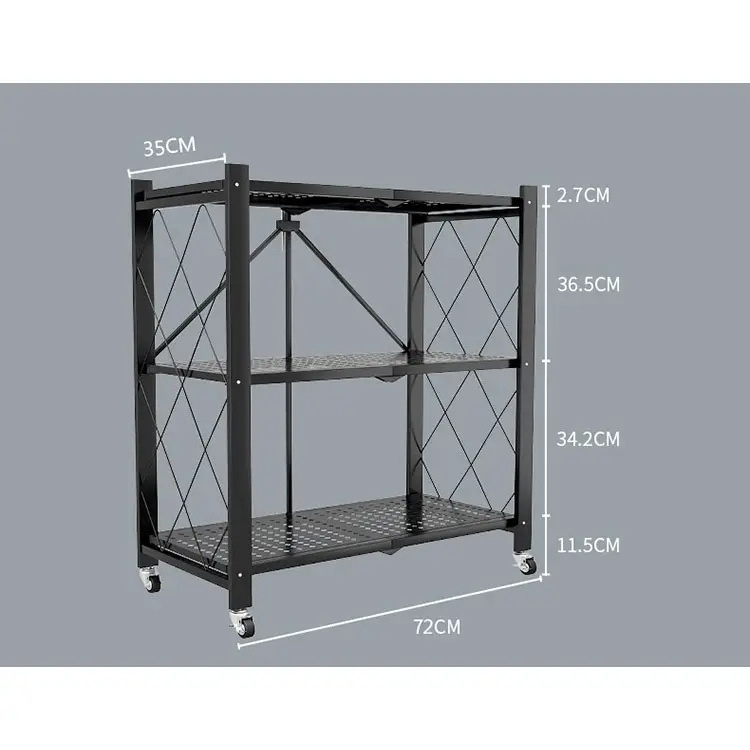 Free Sample Household Home Used 5 tier Foldable Storage Shelves & Unit  Metal Kitchen Shelf Foldable Storage Rack