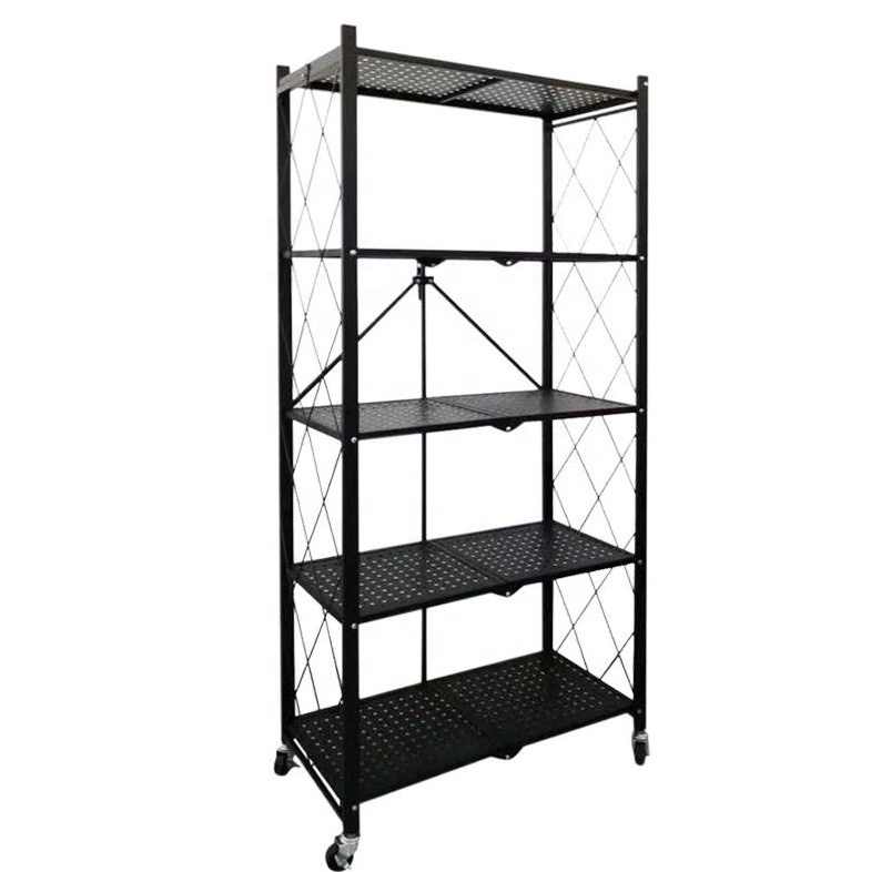 Factory Direct Sale Multi-layer Foldable Storage Rack Shelf Metal Book Foldable Kitchen Rack with Rotating