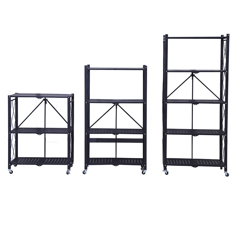 Factory Direct Sale Multi-layer Foldable Storage Rack Shelf Metal Book Foldable Kitchen Rack with Rotating