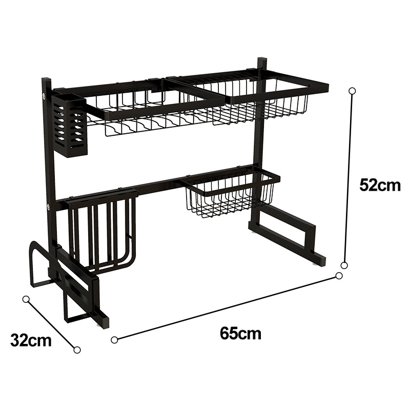 Over the Sink Kitchen Storage Organization 2-Tier Stainless Steel Dish Drainer Drying Rack