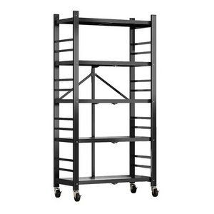 Multifunctional Collapsible 4 Tier Kitchen Cabinet Storage Rack Metal Steel Storage Shelf with Wheel