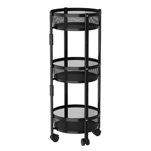 Multifunctional 3 Tier Rolling Organizer Folding Kitchen Utility Storage Rack Trolley for Bathroom