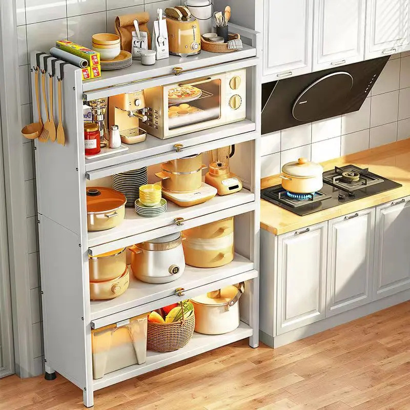 High Quality Household Food Storage Cupboard / Cabinet Kitchen Shelf Carbon Steel Kitchen Living Room Cabinet Shelf with Door