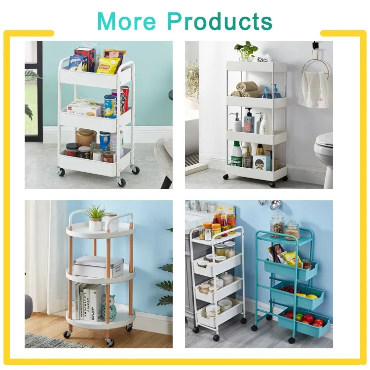 New Design Hot Sale Kitchen Bathroom Trolley Storage Car With Handrails