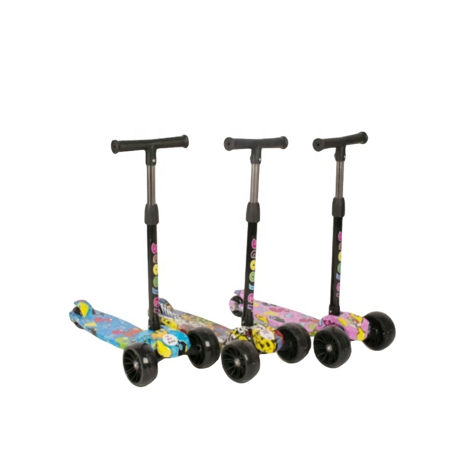 3 wheels Adjustable Height Skateboard  foldable Kick Kids Foot Electric Scooter With Led Light for girls child