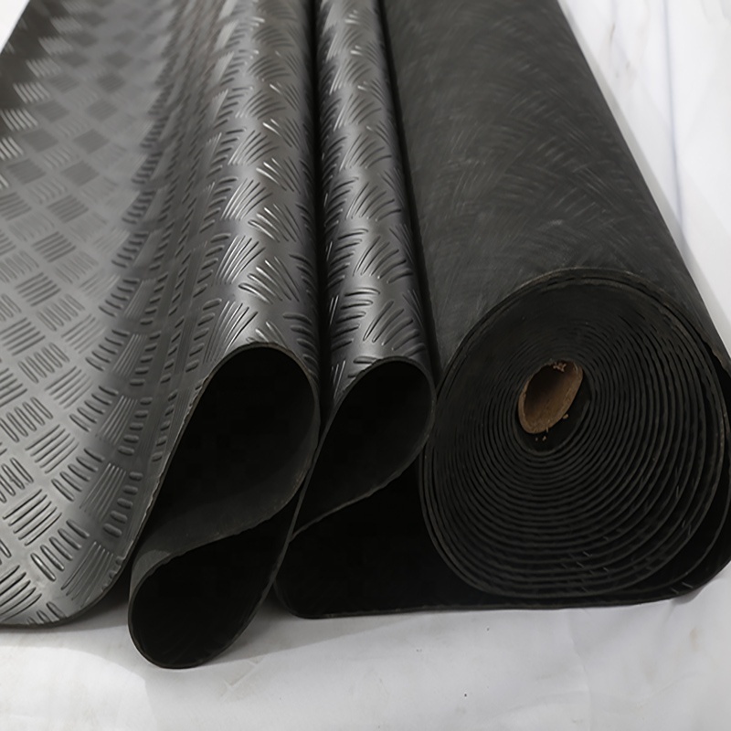 Anti Slip Black Garage Rubber Mat Flooring Custom Pattern Corrugated Fine Ribbed Grooved Coin Rubber Sheet