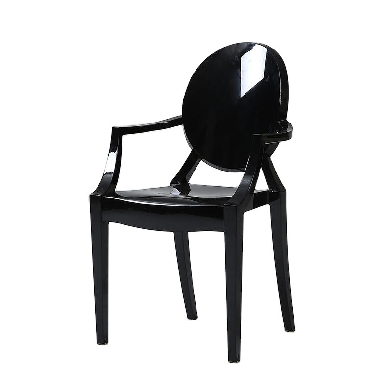 Wholesale Mid Century Furniture Modern Stackable Plastic Acrylic Black Armchair Ghost Chair With Arms