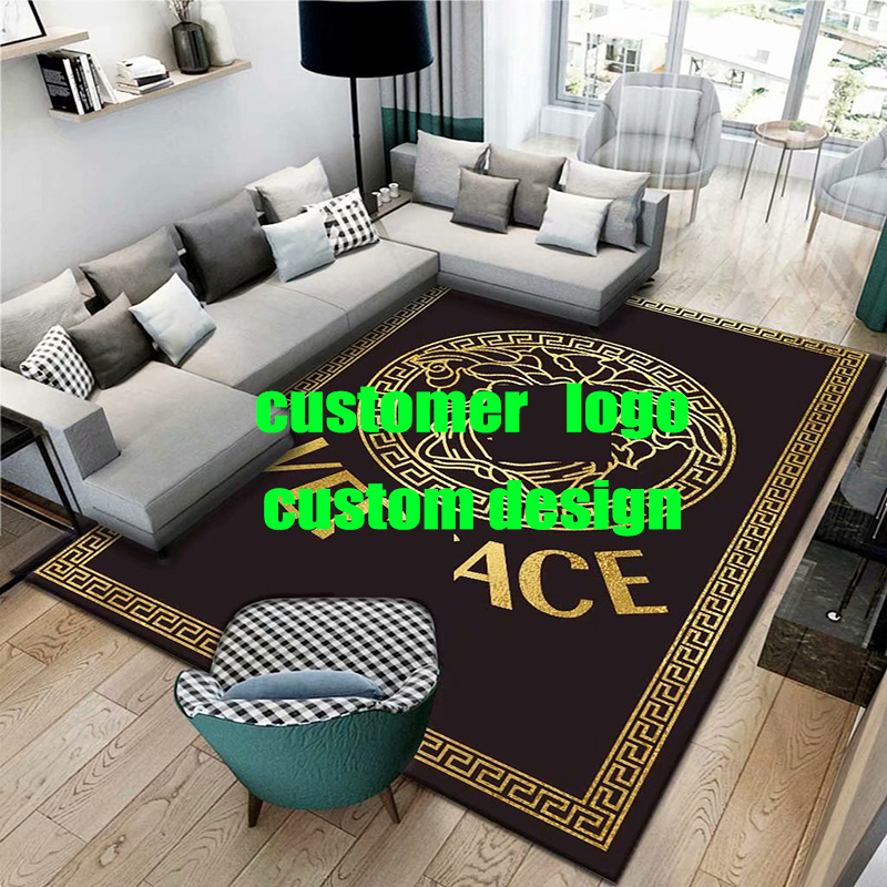 Famous Brand Logo Printed Custom Rugs 3d rugs living room large Luxury printed carpets for sale